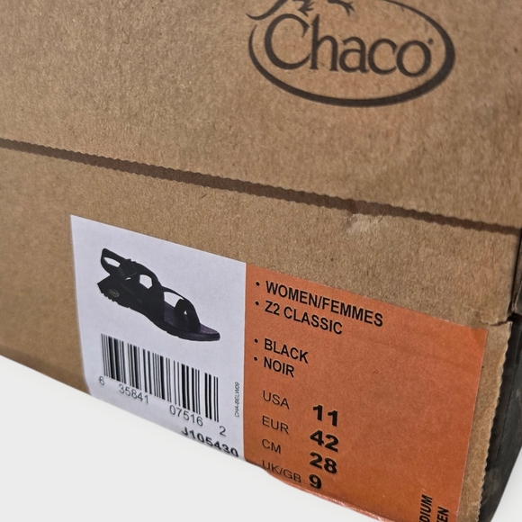 New! Women's Chaco Z2 Classic Black Toe Loop Adjustable Sport Sandals. Size 11. - Picture 6 of 12